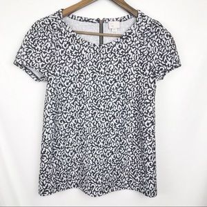 Anthro Postmark Black And White Animal Print Top